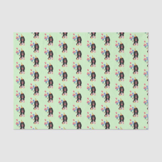 Black and Tan  Cavalier Spaniel Birthday Tissue Paper (Front)