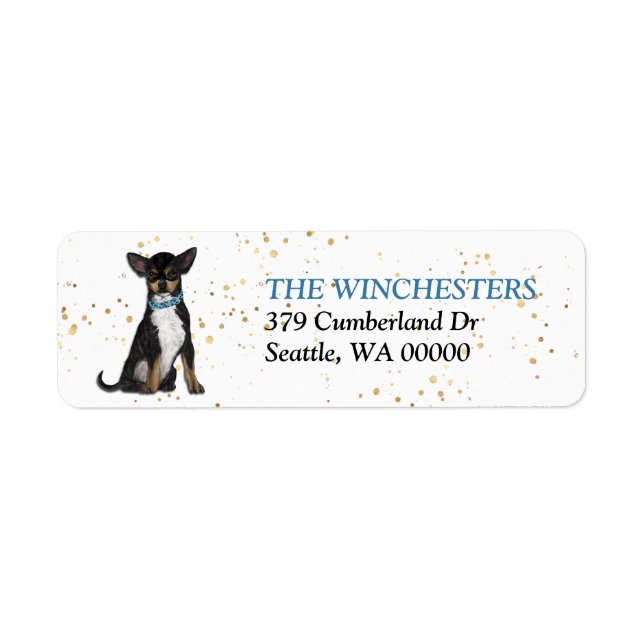 Black and Tan Chihuahua Dog Return Address (Front)