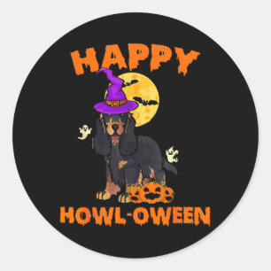 Black And Tan Cocker Spaniel Dog Witch Halloween Classic Round Sticker