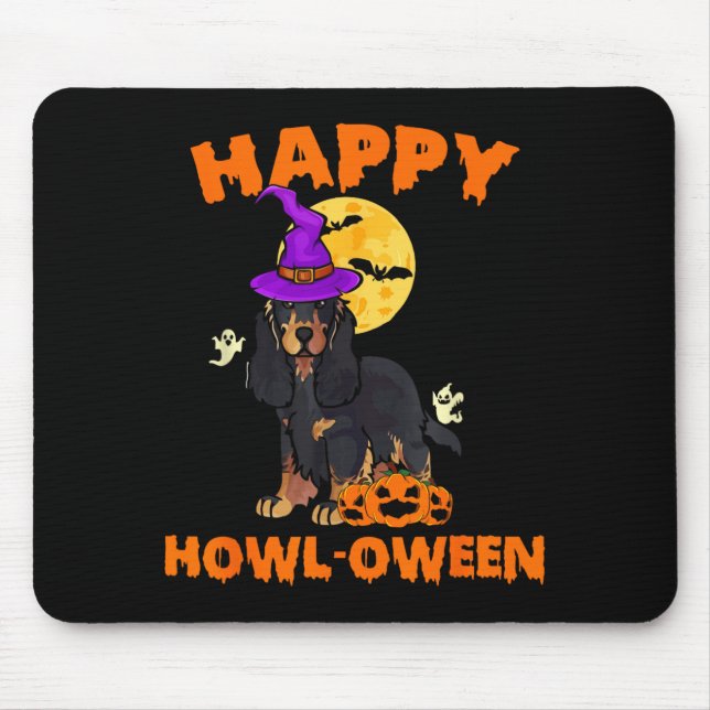 Black And Tan Cocker Spaniel Dog Witch Halloween Mouse Pad (Front)
