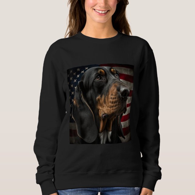 Black and Tan Coonhound 4th of July Black and Tan  Sweatshirt (Front)