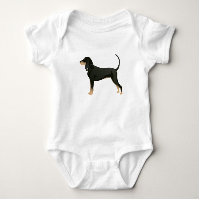 Black and Tan Coonhound Basic Breed Customisable Baby Bodysuit (Front)