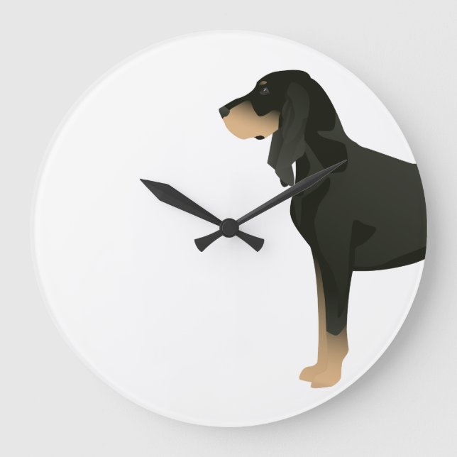 Black and Tan Coonhound Basic Breed Customisable Large Clock (Front)