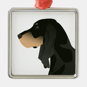 Black and Tan Coonhound Basic Breed Customisable Metal Tree Decoration