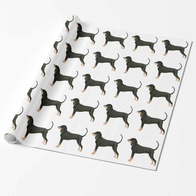 Black and Tan Coonhound Basic Breed Customisable Wrapping Paper (Unrolled)