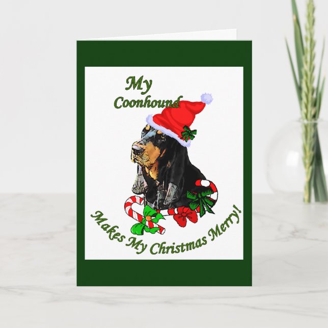 Black and Tan Coonhound Christmas Gifts Holiday Card (Front)
