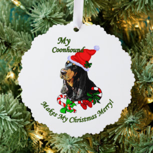 Black and Tan Coonhound Christmas Gifts Tree Decoration Card