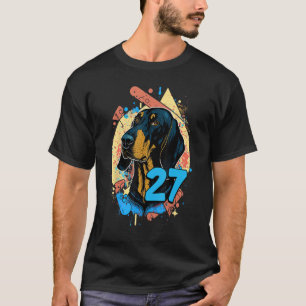 Black And Tan Coonhound Dog 27th Birthday Party 27 T-Shirt