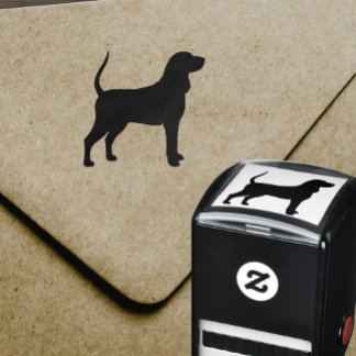 Black and Tan Coonhound Dog Breed Silhouette Self-inking Stamp
