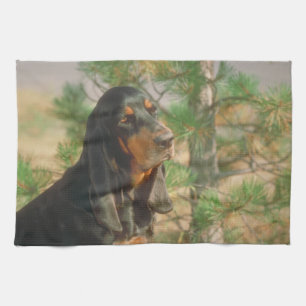 Black and Tan Coonhound Dog Kitchen Towel