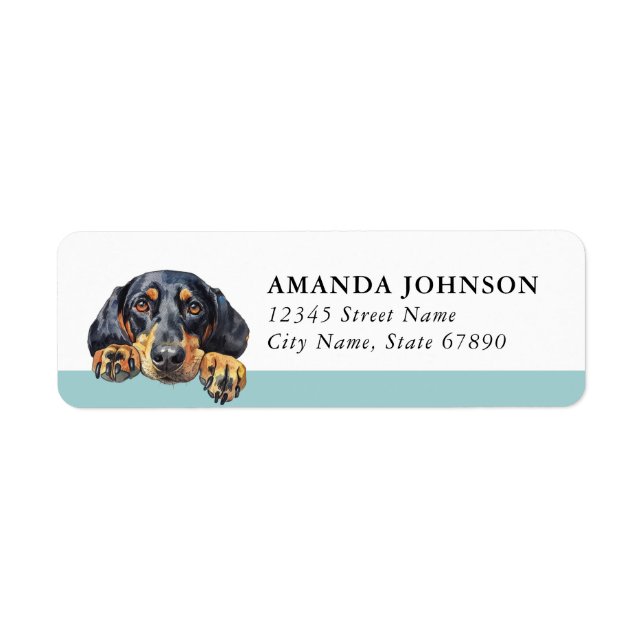 Black and Tan Coonhound Dog Return Address Labels (Front)