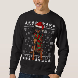 Black and Tan Coonhound Dog Santa Hat Xmas Ugly Ch Sweatshirt