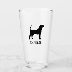 Black and Tan Coonhound Dog Silhouette Custom Glass