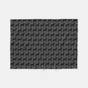 Black and Tan Coonhound Dog Silhouettes Pattern Fleece Blanket