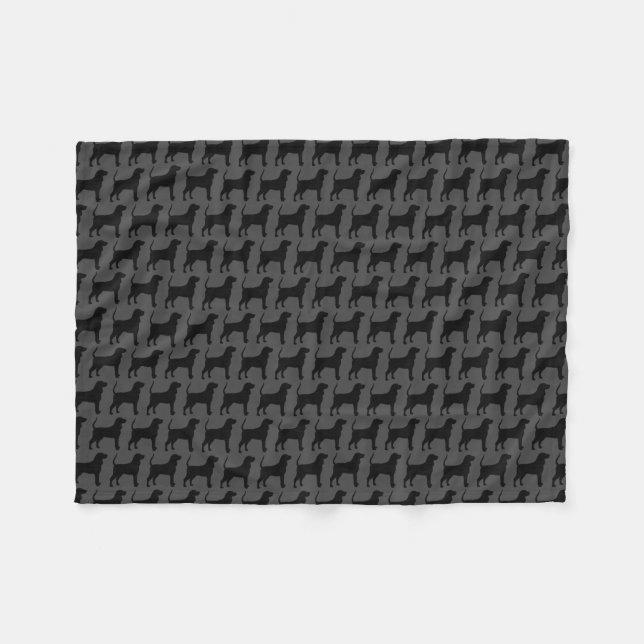 Black and Tan Coonhound Dog Silhouettes Pattern Fleece Blanket (Front (Horizontal))