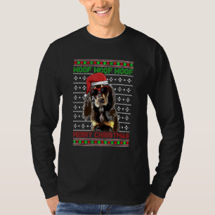 Black And Tan Coonhound Dog Woof Merry Christmas T-Shirt