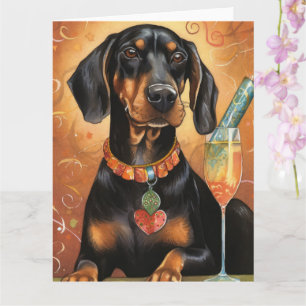 Black and Tan Coonhound New Year Card