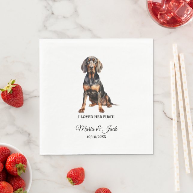 Black and Tan Coonhound Pet Cocktail Wedding  Napkin (Insitu)