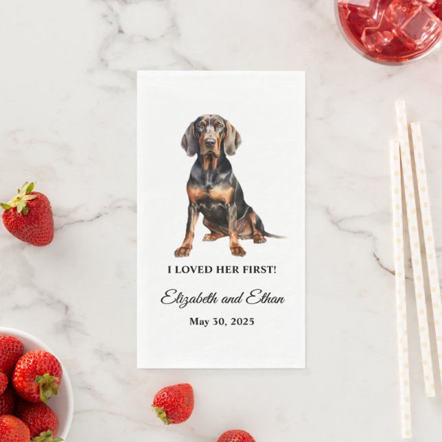 Black and Tan Coonhound Pet Cocktail Wedding  Napkin (Insitu)