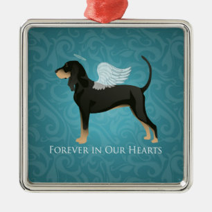 Black and Tan Coonhound Pet Dog Memorial Angel Metal Tree Decoration