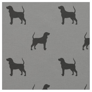 Black and Tan Coonhound Silhouettes Pattern Fabric