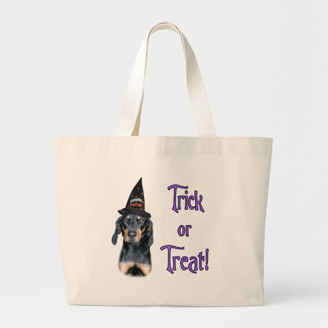 Black and Tan Coonhound Trick Large Tote Bag (Front)