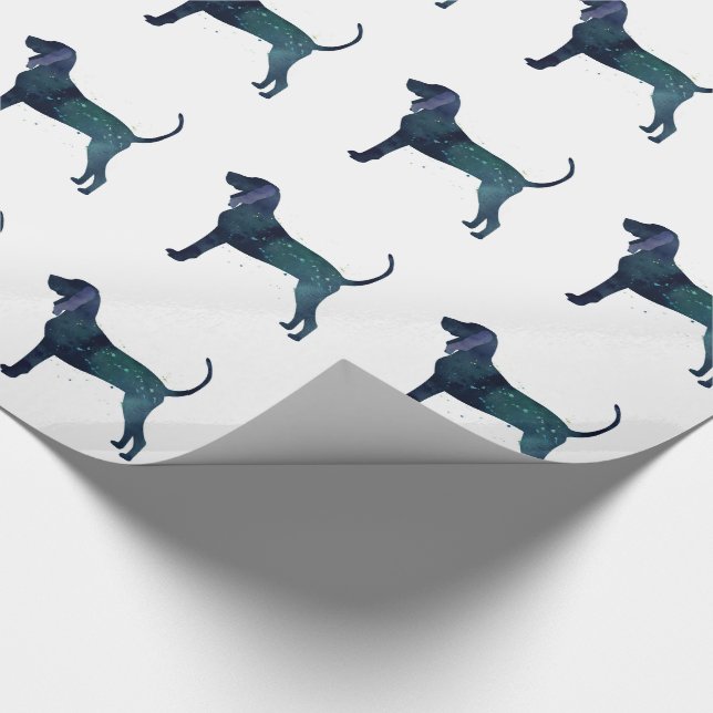 Black and Tan Coonhound Watercolor Silhouette Wrapping Paper (Corner)