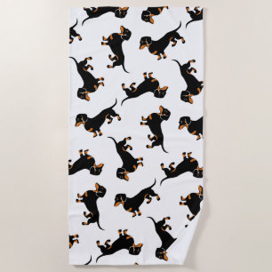Black and Tan Dachshund Birthday Party Beach Towel