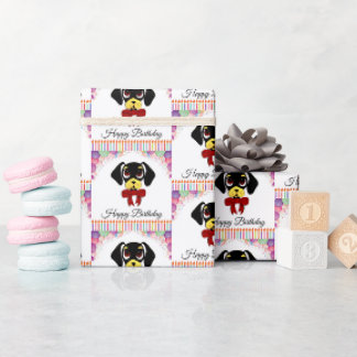 Black and Tan Dachshund Birthday Wrapping Paper