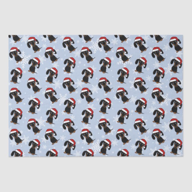 Black and Tan Dachshund Christmas Dog Holiday Tissue Paper (Front)