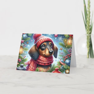 Black and Tan Dachshund Christmas Holiday Card