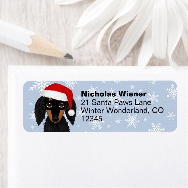 Black and Tan Dachshund Christmas Return Address (Insitu)