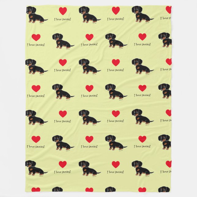 Black and Tan Dachshund Cute Eyes Fleece Blanket (Front)