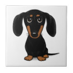 Black and Tan Dachshund Cute Weiner Dog Tile<br><div class="desc">Cute cartoon black and tan Dachshund ceramic tile.</div>