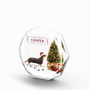 Black and Tan Dachshund Funny Christmas Dog Photo Block