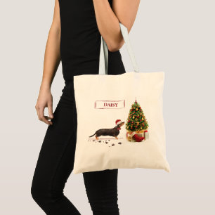 Black and Tan Dachshund Funny Christmas Dog Tote Bag