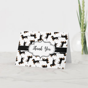 Black and Tan Dachshund Pattern Thank You Notes