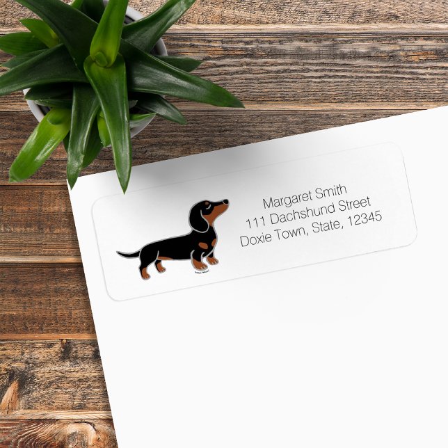 Black and Tan Dachshund Posing (Black and Tan Dachshund Posing Cartoon Design Return Address Label for Dachshund Owners.)