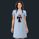 Black and Tan Dachshund Santa Cute Dog Christmas Apron<br><div class="desc">Bring some canine Christmas cheer into the kitchen with this adorable holiday baking apron! The front features a large print cartoon-style drawing of a black and tan dachshund wearing a bright red Santa hat atop its cute floppy ears. This adorable doxie apron is the perfect accessory for baking up batches...</div>
