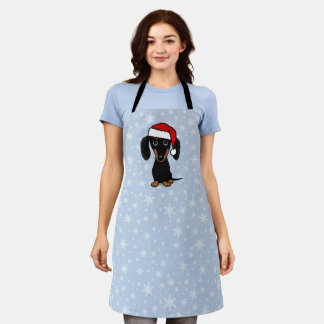 Black and Tan Dachshund Santa Cute Dog Christmas Apron