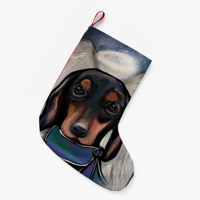 Black and Tan Dachshund Small Christmas Stocking (Front (Hanging))