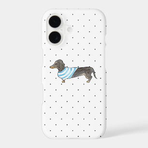 Black and Tan Dachshund - Watercolor & Polka Dots