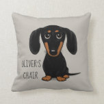 Black and Tan Dachshund | Wiener Dog Personalised Cushion<br><div class="desc">An adorable smooth coated black and tan Dachshund puppy looking up. Personalise the text with your own message. Available in assorted colour choices, this cute Doxie lover’s pillow adds a fun decorative accent to your couch or bed. Makes a thoughtful gift for someone who loves Wiener Dogs. Visit Jenn's Doodle...</div>