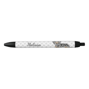 Black And Tan Dapple Long Hair Dachshund & Name Ink Pen