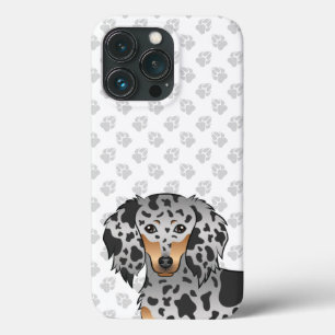 Black And Tan Dapple Long Hair Dachshund & Paws iPhone 13 Pro Case