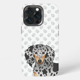Black And Tan Dapple Long Hair Dachshund & Paws iPhone 13 Pro Case