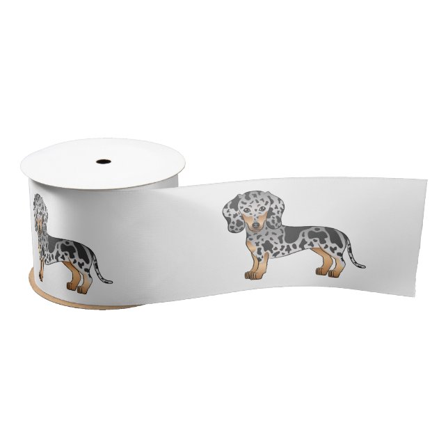 Black And Tan Dapple Short Hair Dachshund Cute Dog Satin Ribbon (Spool)