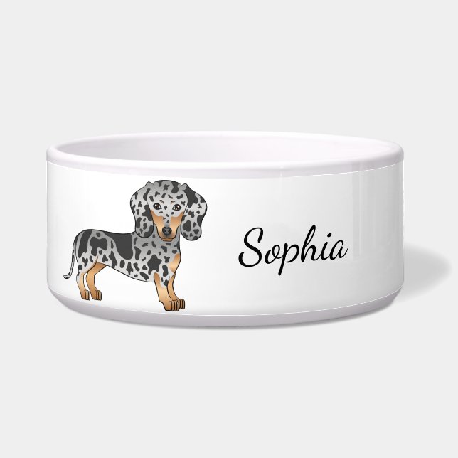 Black And Tan Dapple Short Hair Dachshund & Name (Front)