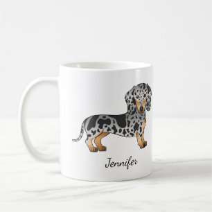 Black And Tan Dapple Short Hair Dachshund & Name Coffee Mug
