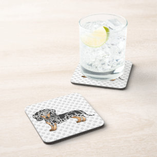 Black And Tan Dapple Short Hair Dachshund & Paws Coaster